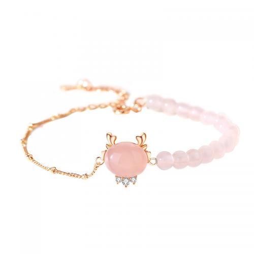 925 Sterling Silver Bangle Bracelet, with Hetian Jade & Rose Quartz, with 4CM extender chain, plated, micro pave cubic zirconia & for woman, more colors for choice, Length:Approx 15.5 cm, Sold By PC