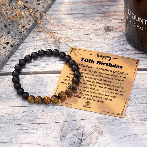 Natural Tiger Eye Bracelets with Abrazine Stone handmade fashion jewelry & Unisex Length Approx 7 Inch Sold By PC