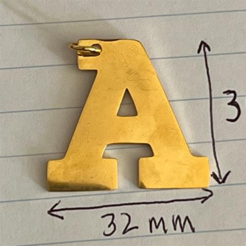 Stainless Steel Letter Pendants, 304 Stainless Steel, Letter A, Vacuum Ion Plating, DIY, golden, 32x30mm, Sold By PC