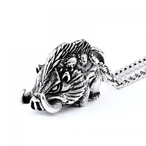 Stainless Steel Animal Pendants, 304 Stainless Steel, Pig, Vacuum Ion Plating, DIY, more colors for choice, 16x38mm, Sold By PC