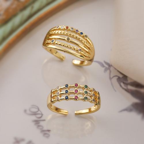 Cubic Zirconia Micro Pave Brass Ring gold color plated & micro pave cubic zirconia & for woman nickel lead & cadmium free Sold By PC