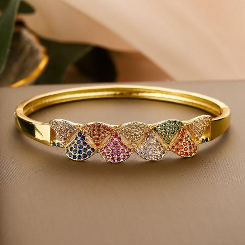 Brass Bracelet & Bangle plated micro pave cubic zirconia & for woman nickel lead & cadmium free Sold By PC