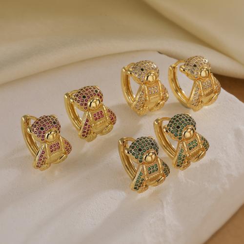 Cubic Zirconia Micro Pave Brass Earring Bear gold color plated micro pave cubic zirconia & for woman nickel lead & cadmium free Sold By Pair