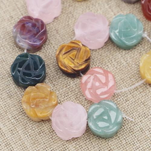Gemstone Jewelry Beads, Flower, DIY, mixed colors, 14x7mm, 15PCs/Strand, Sold By Strand