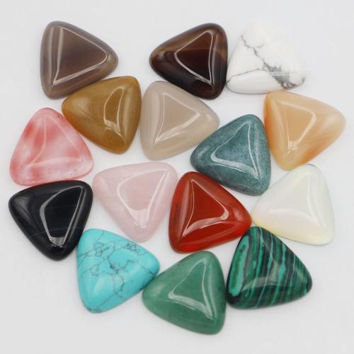 كبوشن الأحجار الكريمة, حجر طبيعي, مثلث, ديي & مواد مختلفة للاختيار, المزيد من الألوان للاختيار, 25x25x7mm, تباع بواسطة PC