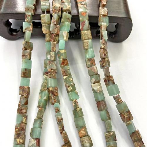 Perles bijoux en pierres gemmes, Pierre peau de serpent, cadre, DIY, couleurs mélangées, 6x6mm, Environ 60PC/brin, Vendu par brin
