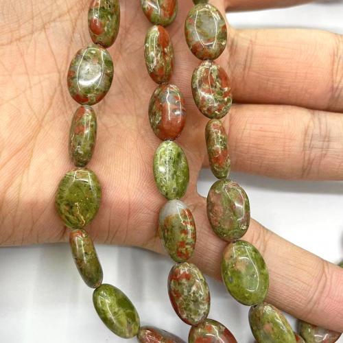 Natural Unakite Beads, Oval, DIY, mixed colors, 10x14mm, Approx 28PCs/Strand, Sold By Strand