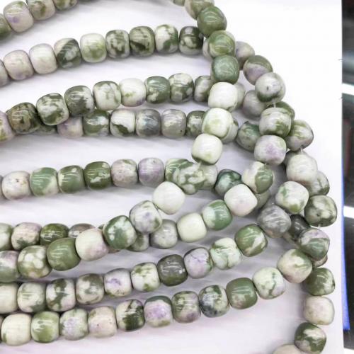 Grânulos de gemstone jóias, pedra da sorte, DIY, verde, 9x10mm, Aprox 38PCs/Strand, vendido por Strand