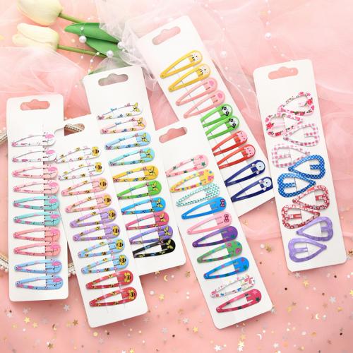 Clips del Pelo, aleación de zinc, barniz de secado al horno, Chica & de la impresión & diferentes patrones para la opción, color mixto, libre de níquel, plomo & cadmio, 50mm, aproximado 10PCs/Grupo, Vendido por Grupo