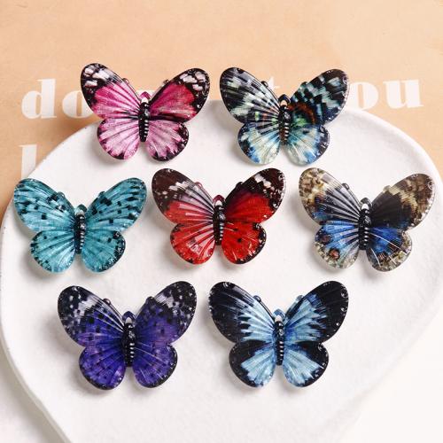 акриловые кулоны, Акрил, бабочка, полированный, цвет градиента & DIY, Много цветов для выбора, 41x32mm, Приблизительно 2ПК/сумка, продается сумка