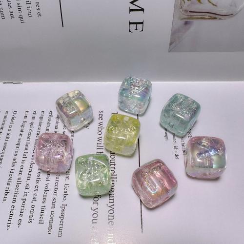Belagte akryl perler, Square, farverig forgyldt, du kan DIY, flere farver til valg, 16mm, Ca. 200pc'er/Bag, Solgt af Bag