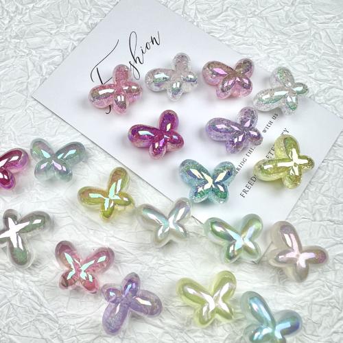 Plated Acrylic Beads, Bowknot, colorful plated, DIY & different materials for choice, more colors for choice, 21x27mm, Approx 200PCs/Bag, Sold By Bag