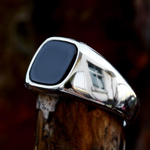 Titanium Steel Finger Ring with Resin Square polished vintage & for man original color US Ring Sold By PC