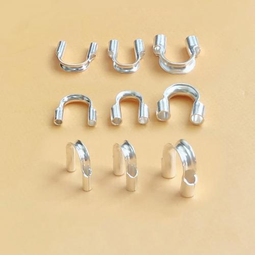 925 Sterling Silver Thread Guard, Letter U, polished, DIY & different size for choice, silver color, Sold By PC