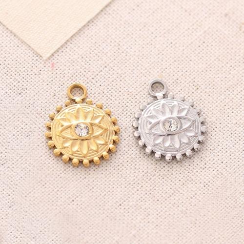 Stainless Steel Pendants, 304 Stainless Steel, Vacuum Ion Plating, fashion jewelry & DIY & with rhinestone, more colors for choice, 15x18mm, 3PCs/Bag, Sold By Bag