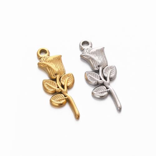 Stainless Steel Flower Pendant 304 Stainless Steel Rose Vacuum Ion Plating fashion jewelry & DIY Sold By Bag