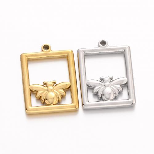 Stainless Steel Animal Pendants, 304 Stainless Steel, Bee, Vacuum Ion Plating, fashion jewelry & DIY, more colors for choice, 20x30mm, 3PCs/Bag, Sold By Bag