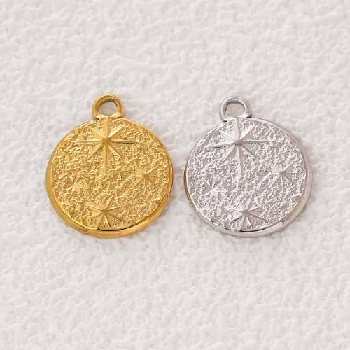Stainless Steel Pendants 304 Stainless Steel Round Vacuum Ion Plating fashion jewelry & DIY Sold By Bag