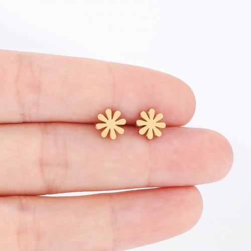 Stainless Steel Stud Earrings, 304 Stainless Steel, Flower, plated, for woman, more colors for choice, 12x12mm, 12PCs/Bag, Sold By Bag