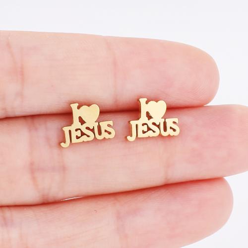 Stainless Steel Stud Earrings 304 Stainless Steel Alphabet Letter plated for woman Sold By Bag