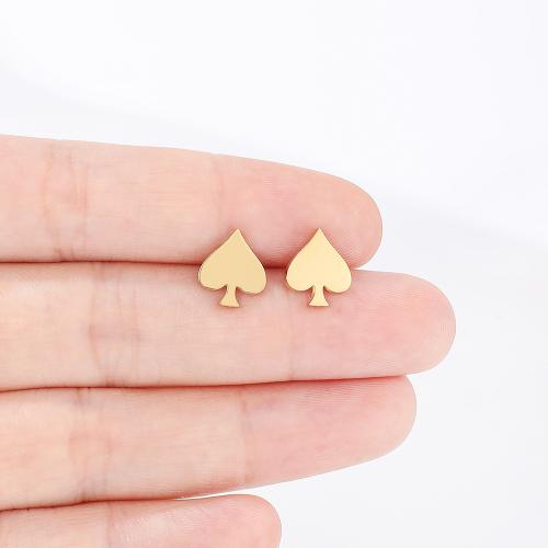 Stainless Steel Stud Earrings 304 Stainless Steel Heart plated for woman Sold By Bag
