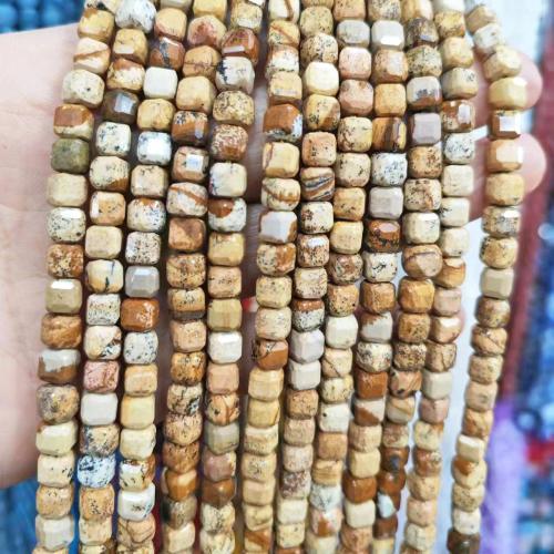 Natural Picture Jasper Beads Square DIY Approx Sold By Strand