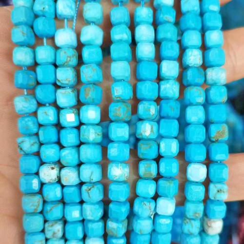 Perles turquoises, turquoise naturelle, cadre, DIY, bleu, 6mm, Environ 60PC/brin, Vendu par brin