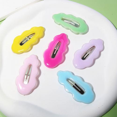 Hair Snap Clips, Iron, with Resin, for woman & enamel, more colors for choice, nickel, lead & cadmium free, 54x26mm, Sold By PC