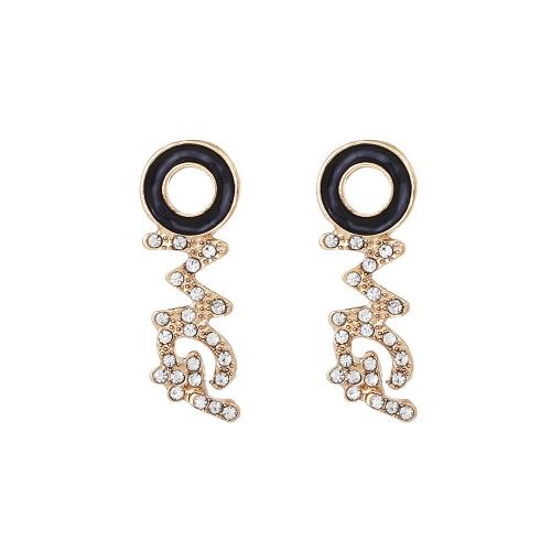 Zinc Alloy Stud Earring with Plastic Pearl Alphabet Letter fashion jewelry & for woman & enamel nickel lead & cadmium free Sold By Pair