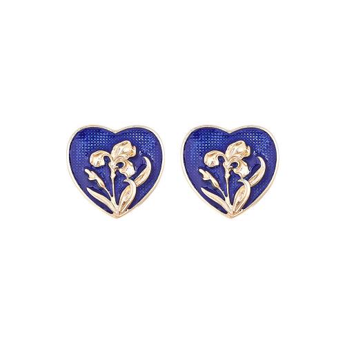 Tibetan Style Stud Earring, Heart, fashion jewelry & for woman & enamel, more colors for choice, nickel, lead & cadmium free, 22x22mm, Sold By Pair