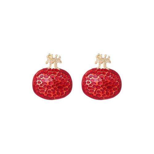Zinc Alloy Stud Earring Garnet fashion jewelry & for woman & enamel red nickel lead & cadmium free Sold By Pair