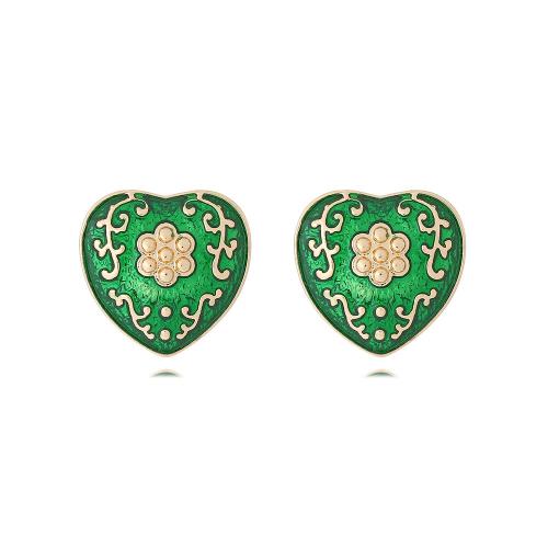 Zinc Alloy Stud Earring Heart fashion jewelry & for woman & enamel nickel lead & cadmium free Sold By Pair
