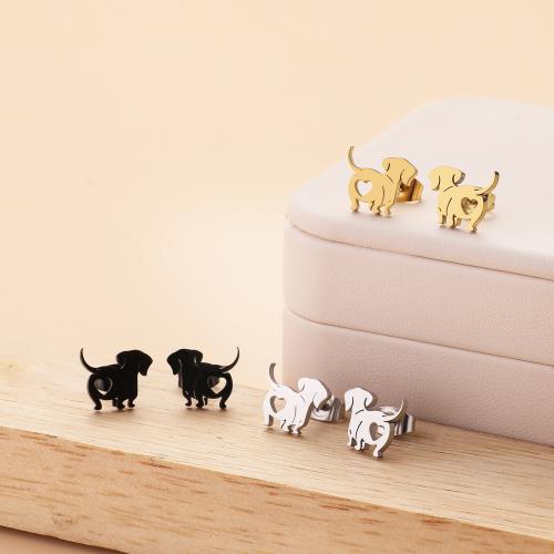 Stainless Steel Stud Earrings 304 Stainless Steel Dog Vacuum Ion Plating fashion jewelry & for woman & hollow Sold By Bag
