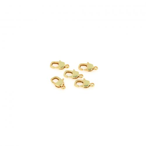 Fecho da lagosta de latão, cobre, 18K banhado a ouro, joias de moda & DIY, níquel, chumbo e cádmio livre, 10x5x2.70mm, vendido por PC