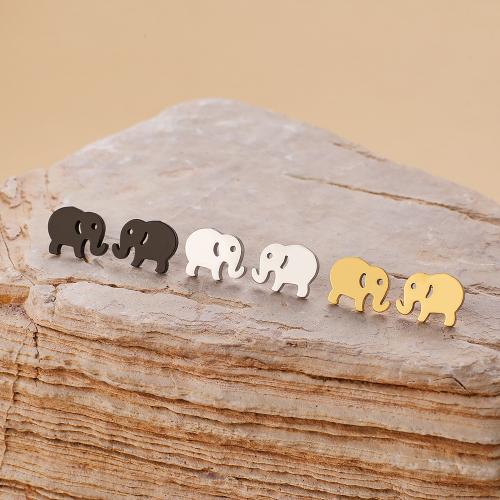 Stainless Steel Stud Earrings 304 Stainless Steel Elephant Vacuum Ion Plating fashion jewelry & for woman & hollow Sold By Bag