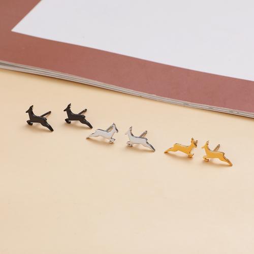 Stainless Steel Stud Earrings 304 Stainless Steel Deer Vacuum Ion Plating fashion jewelry & for woman Sold By Bag