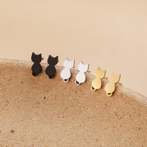 Stainless Steel Stud Earrings 304 Stainless Steel Cat Vacuum Ion Plating fashion jewelry & for woman Sold By Bag