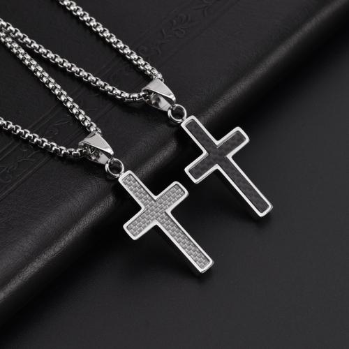 Titanium Steel Necklace, Cross, fashion jewelry & for man, more colors for choice, 20x35mm, Length Approx 45 cm, Sold By PC