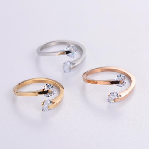 Cubic Zirconia Stainless Steel Finger Ring, 316L Stainless Steel, different size for choice & micro pave cubic zirconia & for woman, more colors for choice, Sold By PC