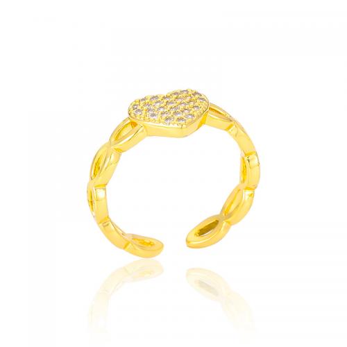 Cubic Zirconia Micro Pave Brass Ring gold color plated fashion jewelry & micro pave cubic zirconia & for woman nickel lead & cadmium free Sold By PC