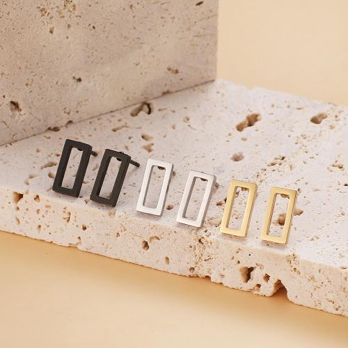 Stainless Steel Stud Earrings 304 Stainless Steel Rectangle plated for woman Sold By Bag