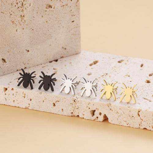 Stainless Steel Stud Earrings 304 Stainless Steel Spider plated for woman Sold By Bag