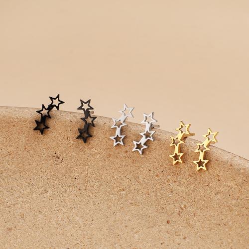 Stainless Steel Stud Earrings, 304 Stainless Steel, Star, plated, for woman, more colors for choice, 10x10mm, 12Pairs/Bag, Sold By Bag