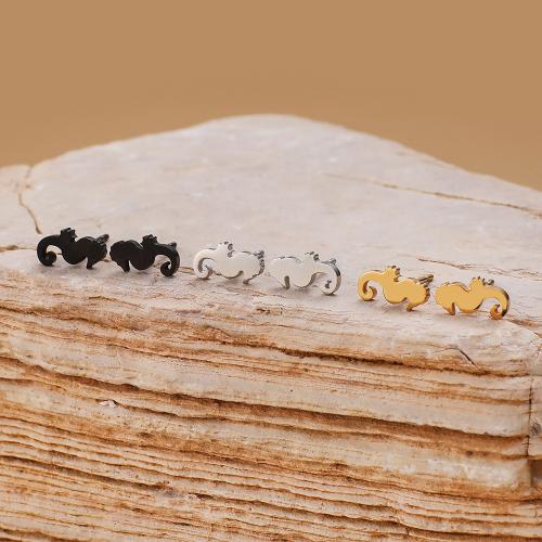 Stainless Steel Stud Earrings 304 Stainless Steel Seahorse plated for woman Sold By Bag