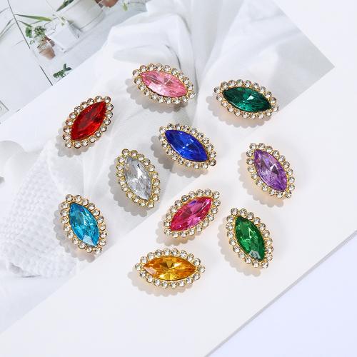 Tibetan Style Jewelry Cabochons, Horse Eye, plated, DIY & with rhinestone, more colors for choice, nickel, lead & cadmium free, 20x12mm, 5PCs/Bag, Sold By Bag