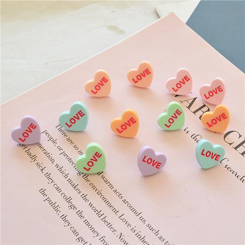 Acrylic Jewelry Earring Zinc Alloy with Acrylic Heart plated fashion jewelry nickel lead & cadmium free Sold By Pair