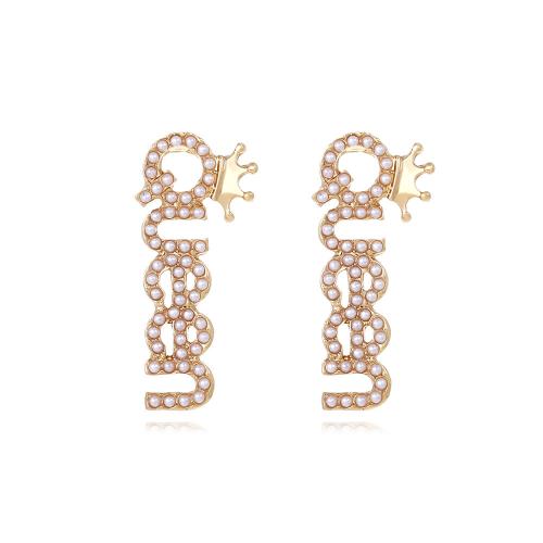 Zinc Alloy Stud Earring Alphabet Letter & for woman & with rhinestone nickel lead & cadmium free Sold By Pair