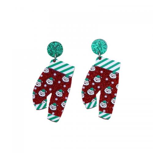 Acrylic Jewelry Earring printing Christmas Design & fashion jewelry & for woman Sold By Pair