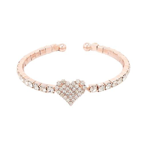Zinc Alloy Bangle fashion jewelry & for woman & with rhinestone rose gold color nickel lead & cadmium free Inner+ mm. Sold By PC