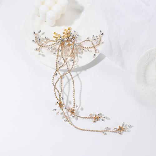 Decorative Hair Combs, Tibetan Style, with Rhinestone & Brass, for woman, more colors for choice, Sold By PC